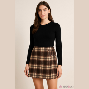 Pendleton plaid wool mohair wrap skirt size 18 petite brown cream